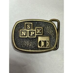 Vintage S N P K CE Brass Belt Buckle Solid Brass BTS Made In USA Collectible